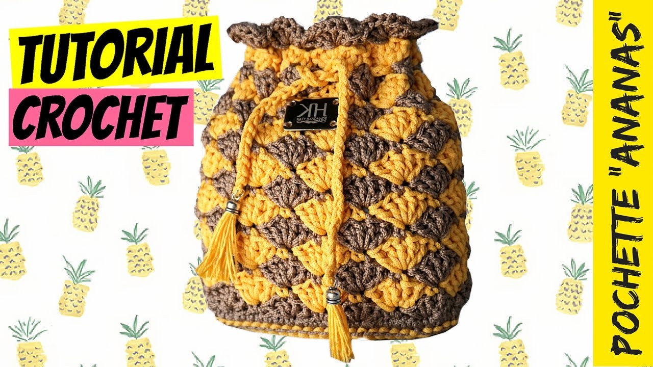 Tutorial pochette "Ananas" uncinetto | How to make crochet bag | Punto ventaglio || Katy Handmade