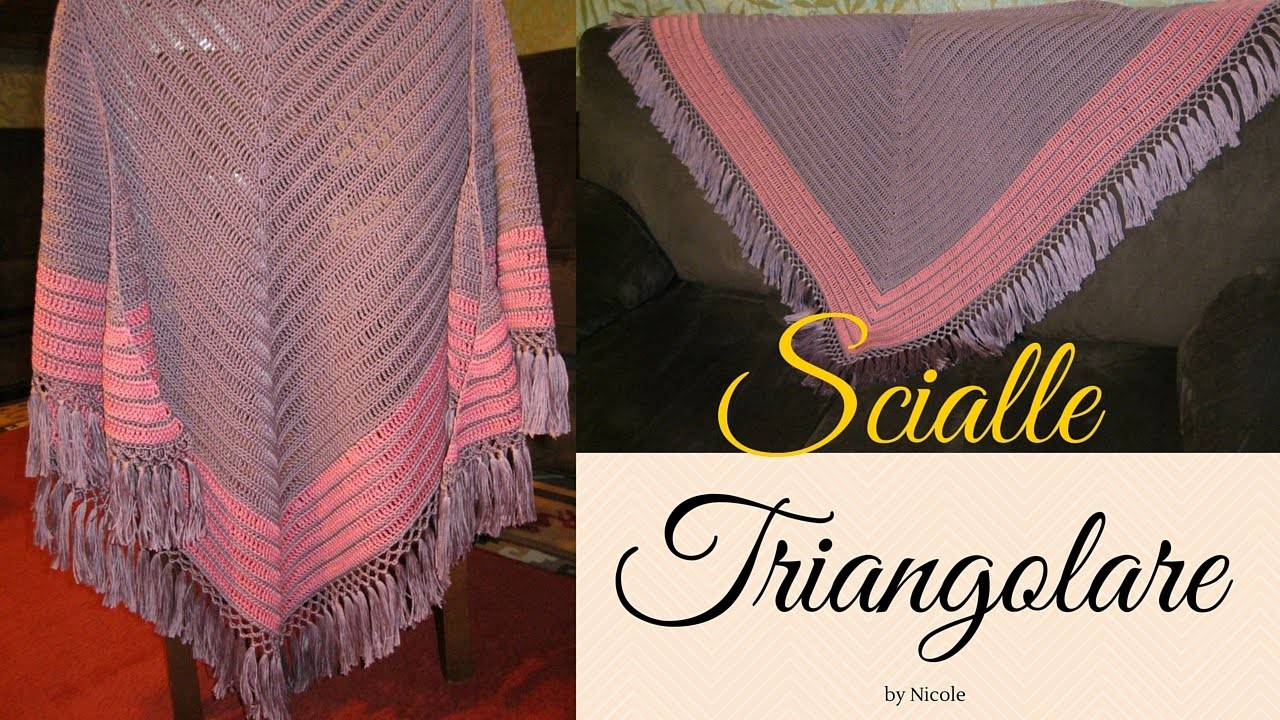 Tutorial-Scialle triangolare all'uncinetto. crochet triangular shawl