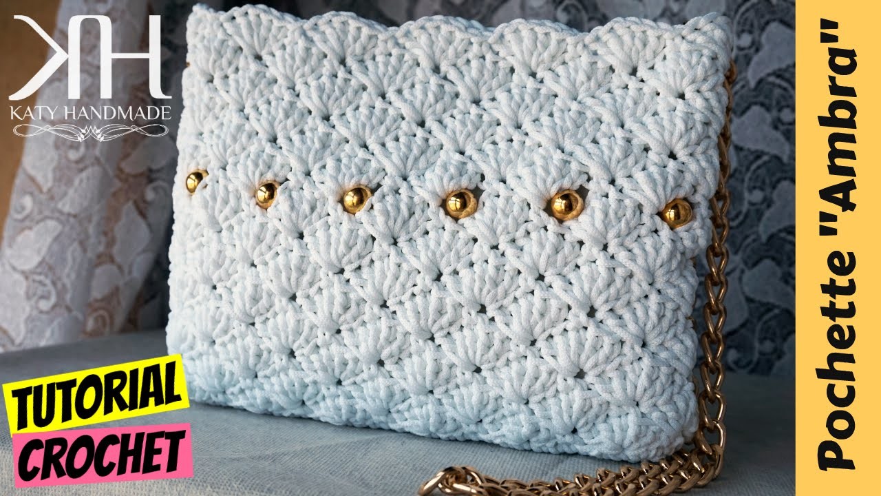 Tutorial pochette "Ambra" uncinetto | How to make a crochet bag | Punto ventaglio || Katy Handmade