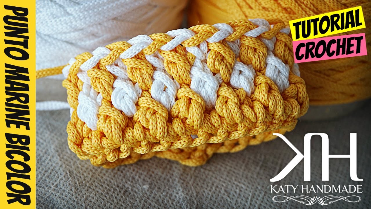 Tutorial "Punto Marine" bicolor uncinetto | Crochet stitches || Katy Handmade