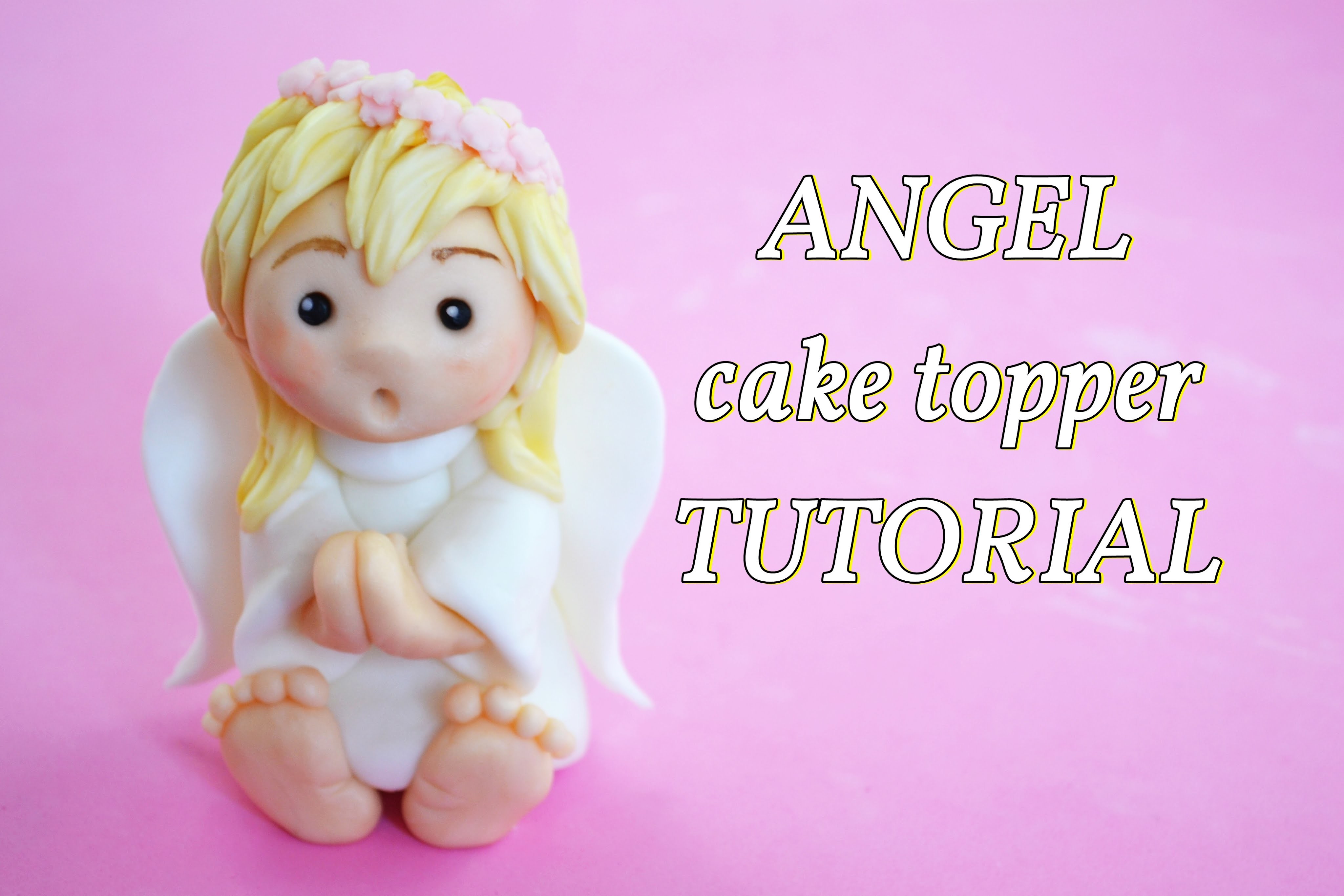 Simple angel baptism cake topper - angelo in pasta di zucchero per torta battesimo