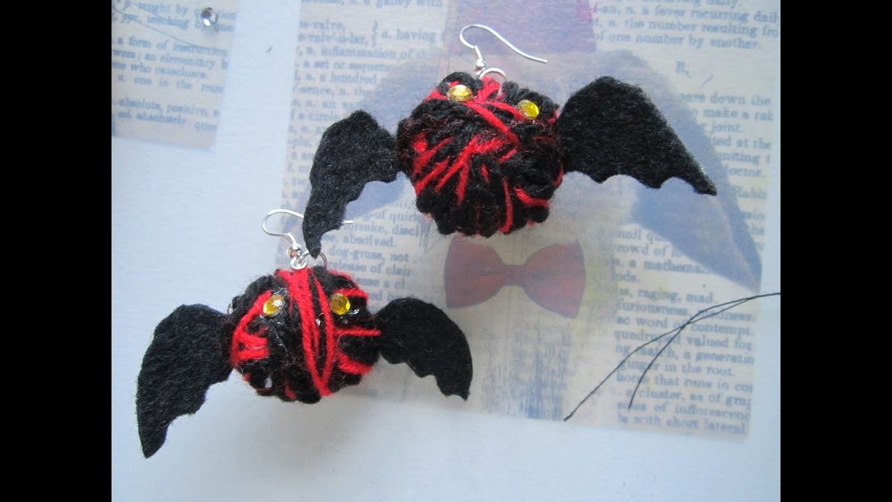 DIY gioielli halloween con la lana (bat and spider)