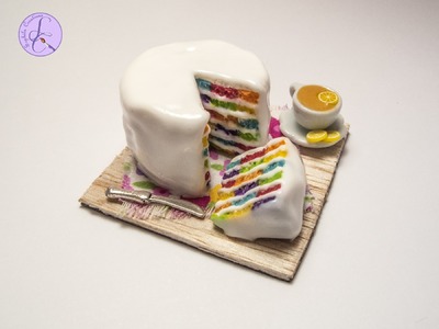 Tutorial: Torta Rainbow Scacchiera in Fimo (polymer clay rainbow chessboard cake)