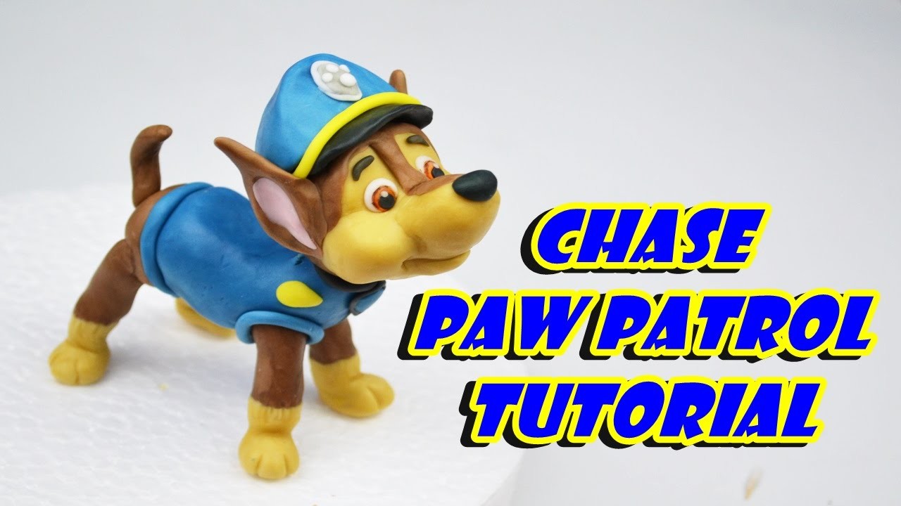 Chase PAW PATROL cake topper fondant - tutorial cane pasta di zucchero torta sugar paste