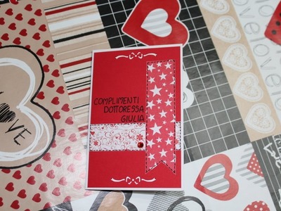Gift Card Laurea Rosso e stelle - Graduate Card - DIY _ Scrapbooking