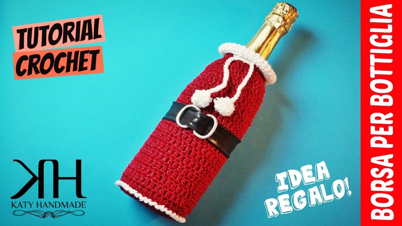 [IDEA REGALO] Tutorial uncinetto borsa per bottiglia | Crochet bag bottle || Katy Handmade