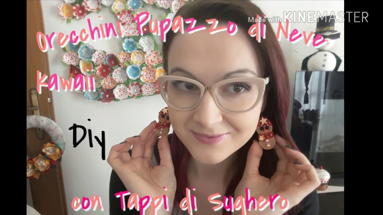 Orecchini Pupazzo di Neve Kawaii Diy con Tappi di Sughero ❤ Tutorial Natalizio ❤