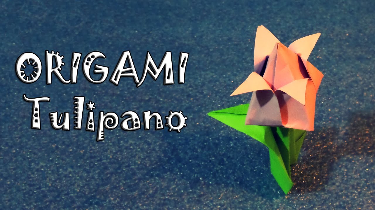 Origami, tulipano di primavera di carta, idea festa della donna, DIY - how to make a tulip flower