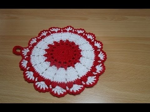 Uncinetto Crochet Centrino  Bianco Rosso Presina