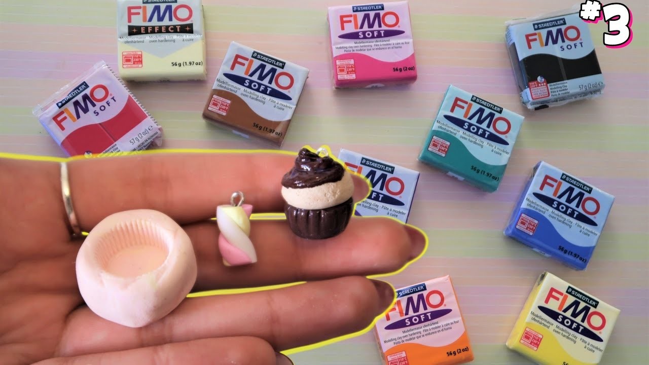 Marshmallow, Cupcake senza stampo + Stampo DIY - Fimo per Principianti #3
