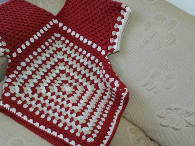 Maglia uncinetto tutorial.Blouse crochet granny square