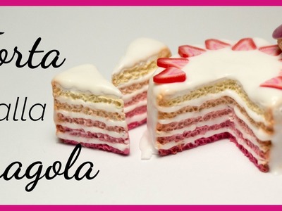 Tuto: Torta Ombre alla Fragola in Fimo (ENG SUBS - DIY miniature strawberry polymer clay ombre cake)