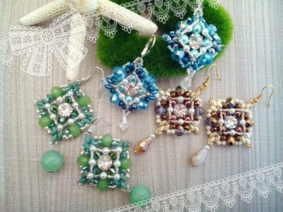 Tutorial orecchini Clarissa earrings, chaton, superduo, czech crystals. 