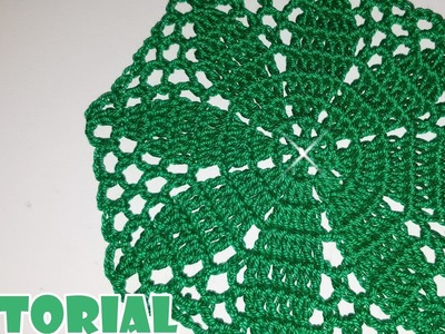 Tutorial spiegazione centrino fiore verde all'uncinetto -Crochet flower-facile