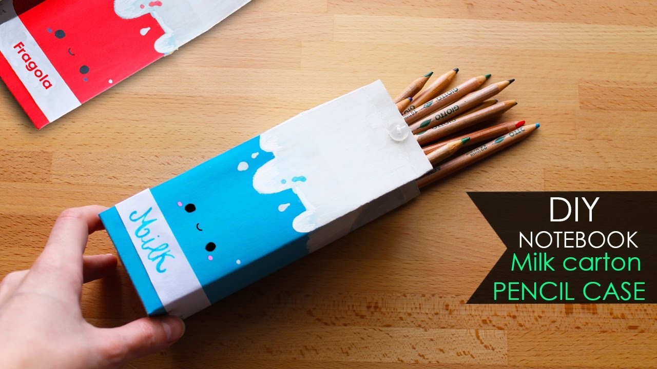 DIY Notebook ???? Astuccio cartone di latte | Milk carton pencil case KAWAII