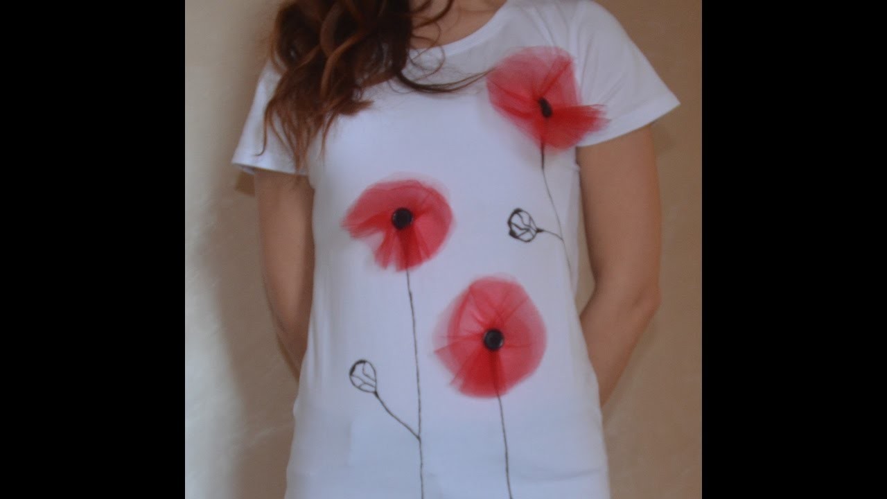 °t-shirt DIY°  TUTORIAL T-SHIRT PAPAVERI FAI DA TE