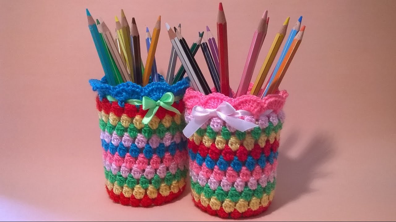 Vasetto Portapenne all'Uncinetto Tutorial - Crochet Pen Holder -Porta Lapis Croche