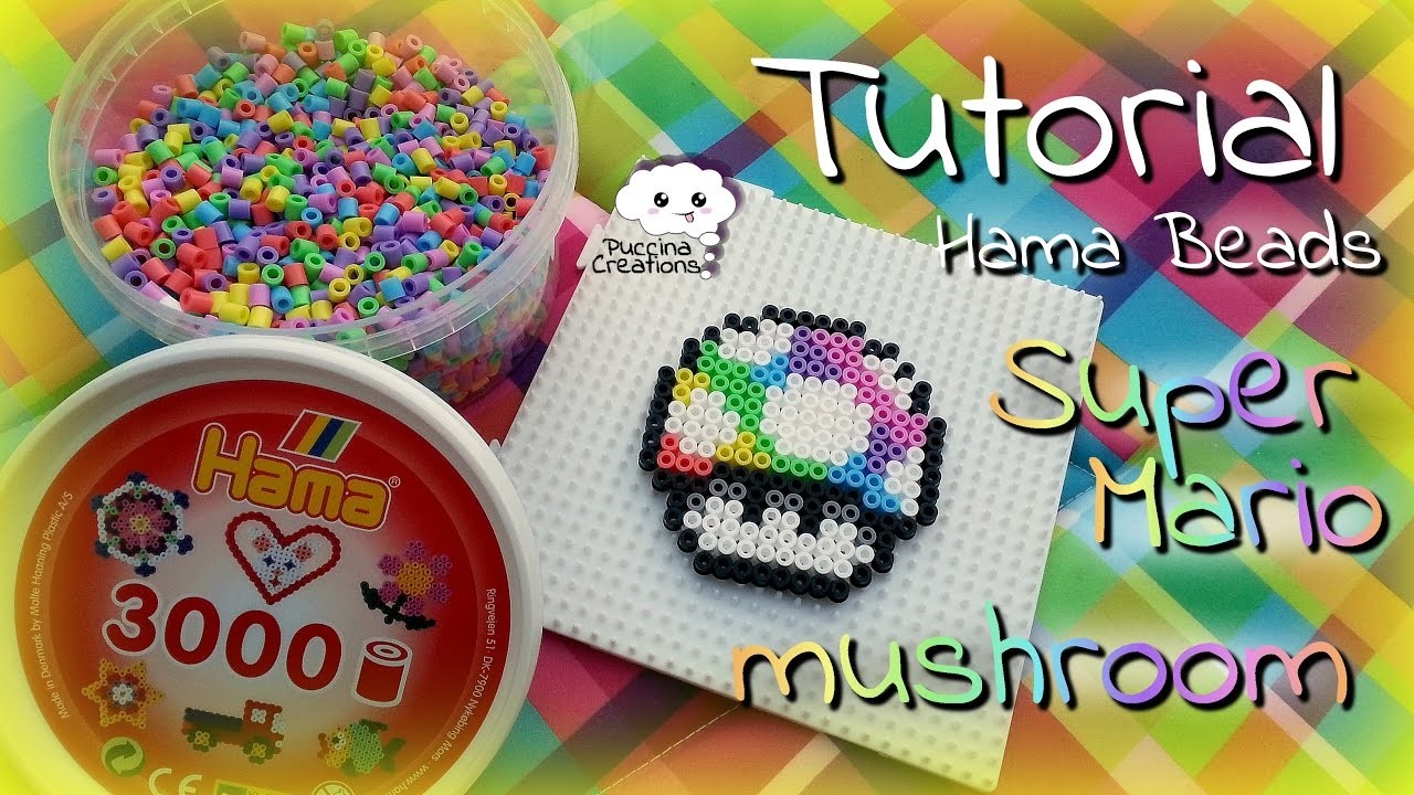 Tutorial HAMA beads Super Mario Fungo _ mushroom (Pyssla) | PuccinaCreations
