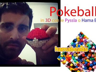 Montaggio della Pokeball in 3D con perline da stirare Pyssla