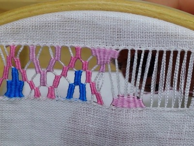Sfilatura a piramide piena a punto rammendo - Tutorial ricamo a mano hand Embroidery Deshilado
