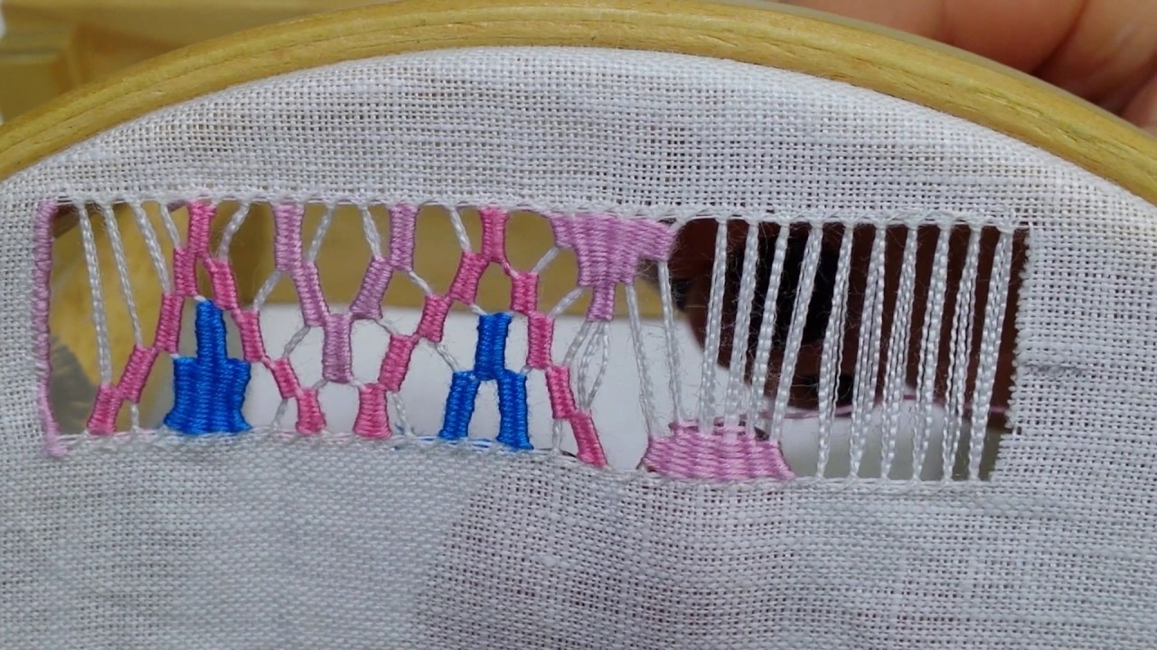 Sfilatura a piramide piena a punto rammendo - Tutorial ricamo a mano hand Embroidery Deshilado