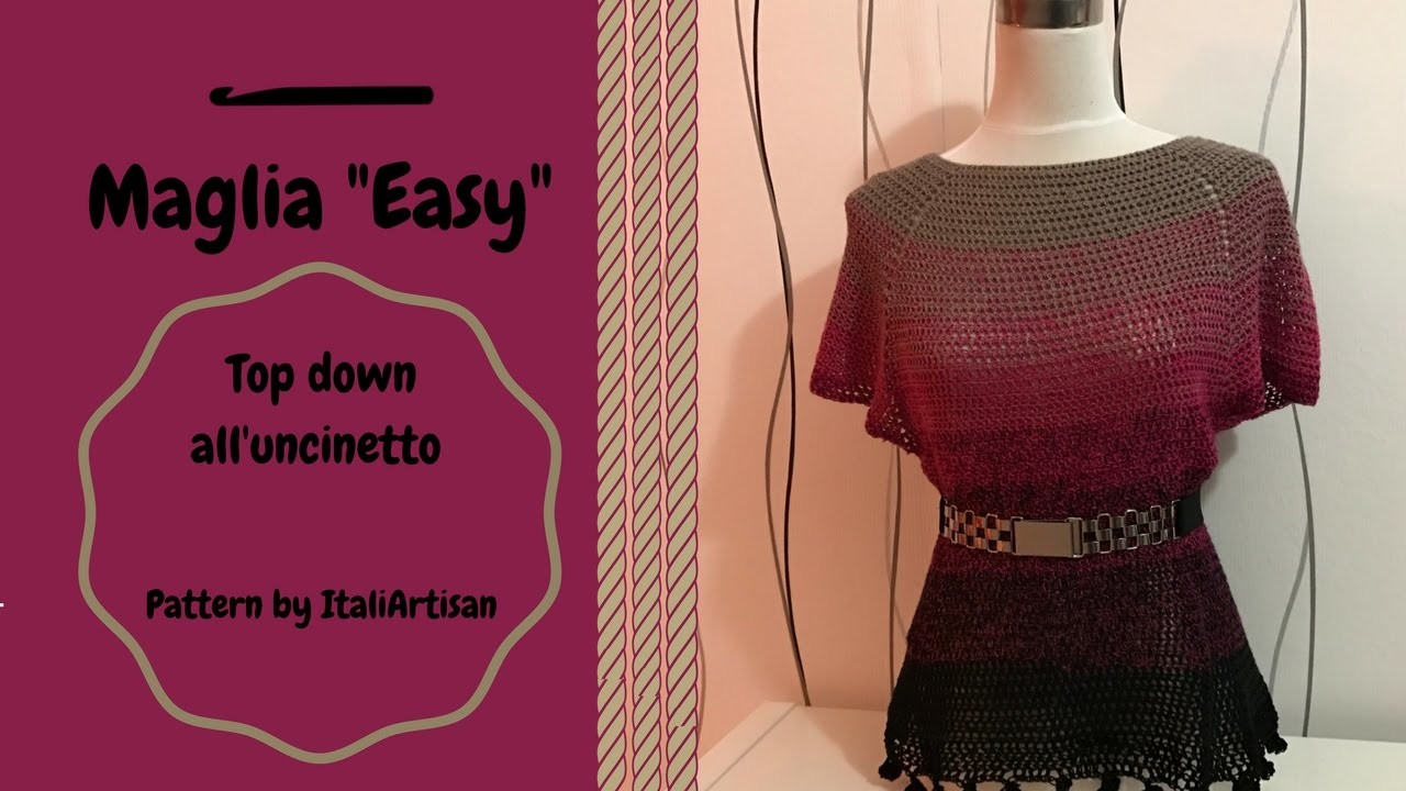 Maglia Easy, crochet topdown, maglia all'uncinetto, crochet T-shirt, crochet shirt tutorial
