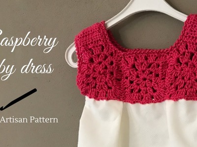 Vestitino "Raspberry" per neonata -  baby girl dress crochet and fabric