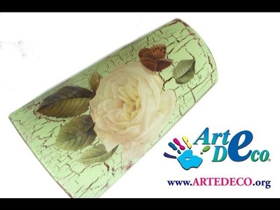 Arte Deco - Tutorial Decoupage Sottovetro con Cracklè - Decoupage on glass with Crackle