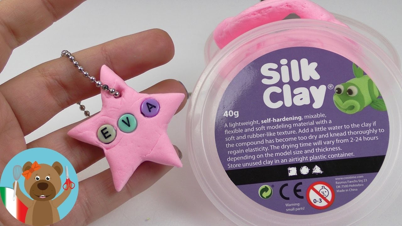 Portachiavi con il nome fatto di Silk Clay | idea fai da te come regalo | plastilina