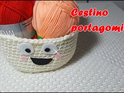 CESTINO portagomitoli all'uncinetto facilissimo - Easy crochet  wool basket - eng sub
