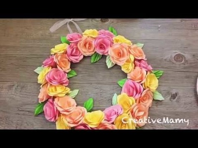 Diy come realizzare una ghirlanda di rose di carta how to make a paper rose wreath