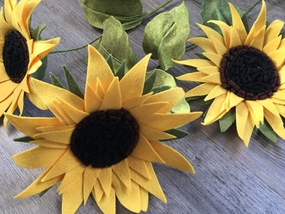 Diy how to make no sew felt sunflowers tutorial come realizzare un girasole in feltro senza cucire
