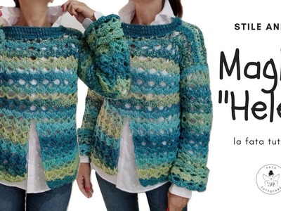 TUTORIAL: Maglia "Helenn". blusa anni '70.sweater crochet*lafatatuttofare*