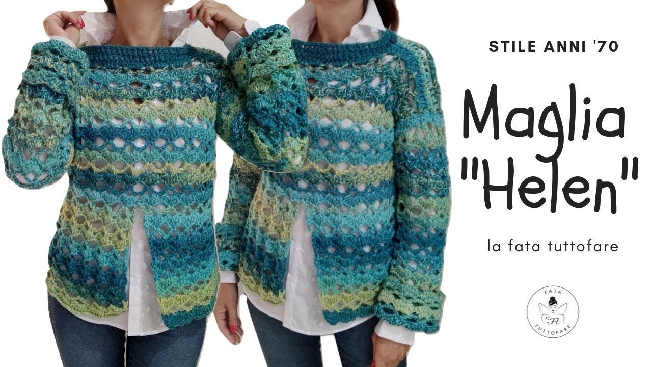 TUTORIAL: Maglia "Helenn". blusa anni '70.sweater crochet*lafatatuttofare*