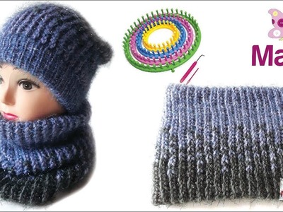 Scaldacollo bicolore a telaio | Loom Knitting