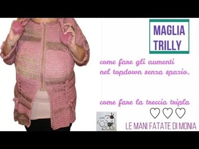 MAGLIA TRILLY❤ MAGLIA SENZA CUCITURE❤ TRECCIA TRIPLA ALL'UNCINETTO❤ MAGLIA CURVY  ALL'UNCINETTO❤❤