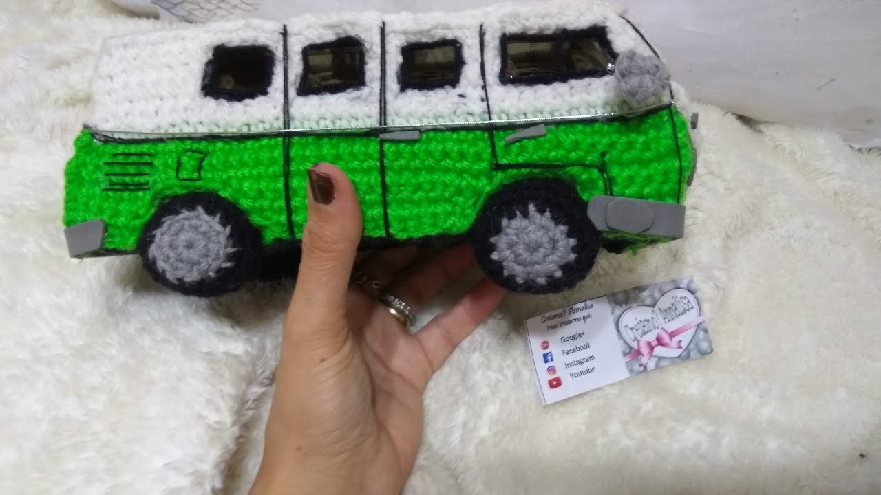 Amigurumi Bus verde T1 furgoncino uncinetto crochet