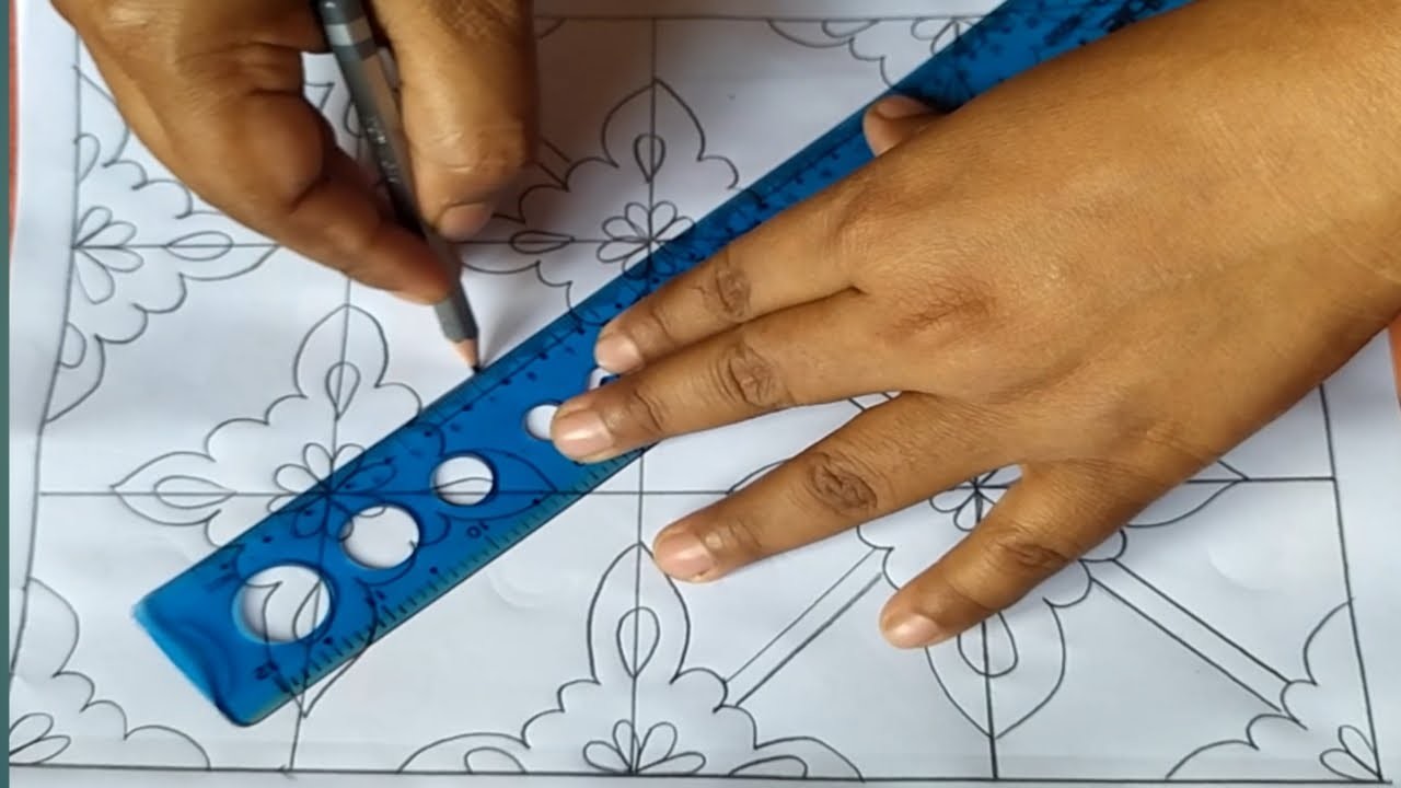 Nokshi Katha design,New nokshi Katha design drawing tutorial 2021(184).সহজভাবে নকশীকাঁথা আঁকার নিয়ম