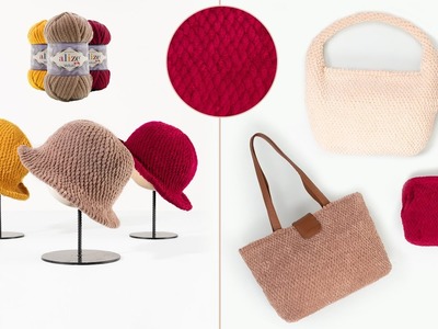 Alize Velluto ile Şapka ve Çanta Yapımı  | Crochet Hat and Bag Tutorial | Вязание Шапки и Сумки