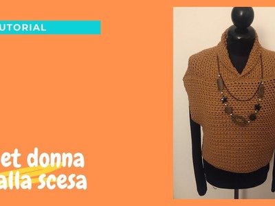 Gilet con spalla scesa realizzato con punto grana di riso alternativo