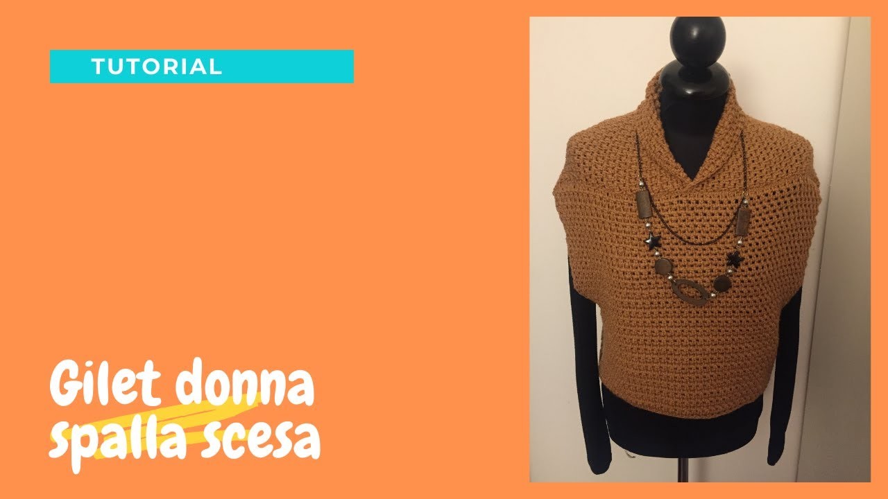 Gilet con spalla scesa realizzato con punto grana di riso alternativo