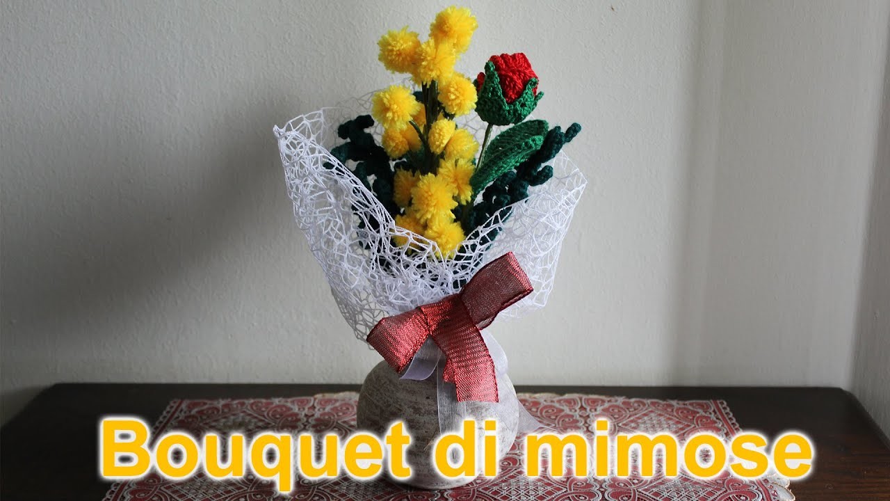 Bouquet di mimosa fai da te all'uncinetto