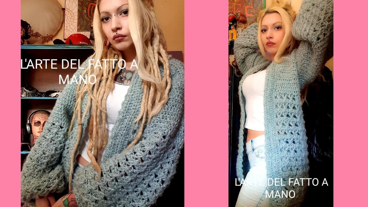 CARDIGAN  CANDY  . TUTORIAL UNCINETTO  #crochetjacket#cardiganuncinetto#tutorial#uncinetto#