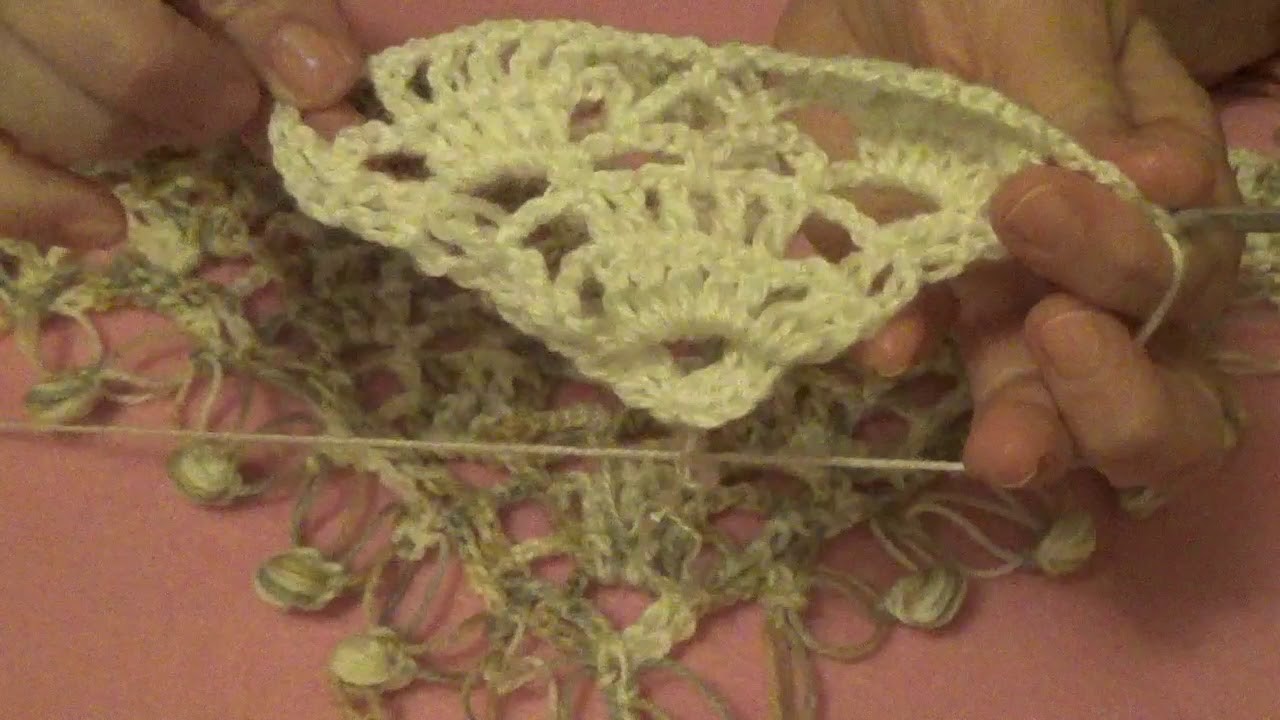 Tutorial a crochet di scialle  a V  con  rifinitura e punto TRAMA LAGGERA
