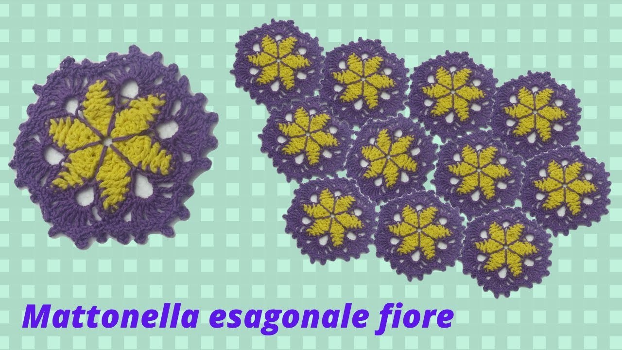 Mattonella uncinetto esagonale fiore ,  azulejo de ganchillo hexagonal  crochet hex tile