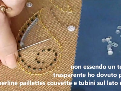 Video n. 029 - crochet de Lunéville - Tutorial runner da tavolo color oro con 12 gocce (rif. F008-7)