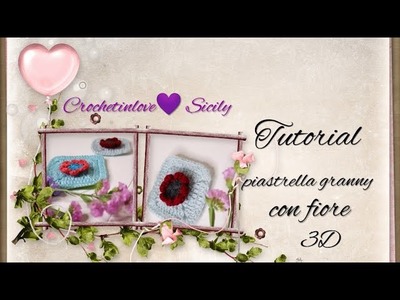 Mattonella granny con fiore,granny tile with flower