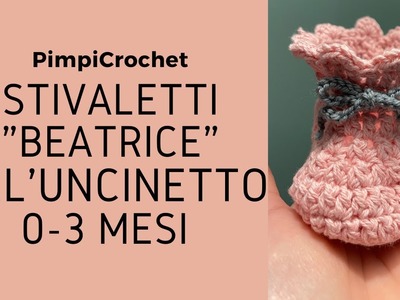 Stivaletti "Beatrice" all'uncinetto 0-3 mesi |PimpiCrochet|