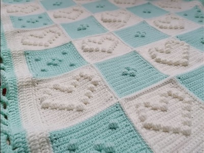 Copertina neonato all'uncinetto #crochet bordino a ventagli