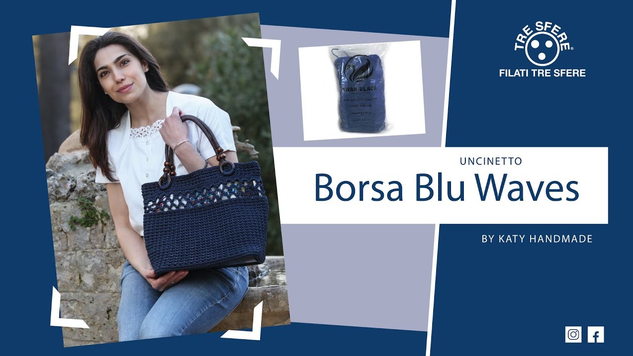 Borsa Blu Waves Swan crochet